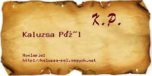 Kaluzsa Pál névjegykártya